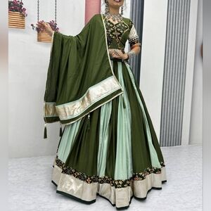 Green Lehenga Choli for Women Navratri, Garba, Wedding & Party Diwali Wear